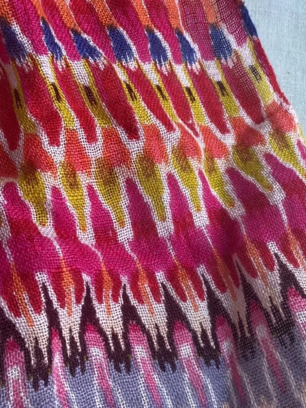 NWT Loft rayon linen blend woven oblong chevron stripes block print scarf